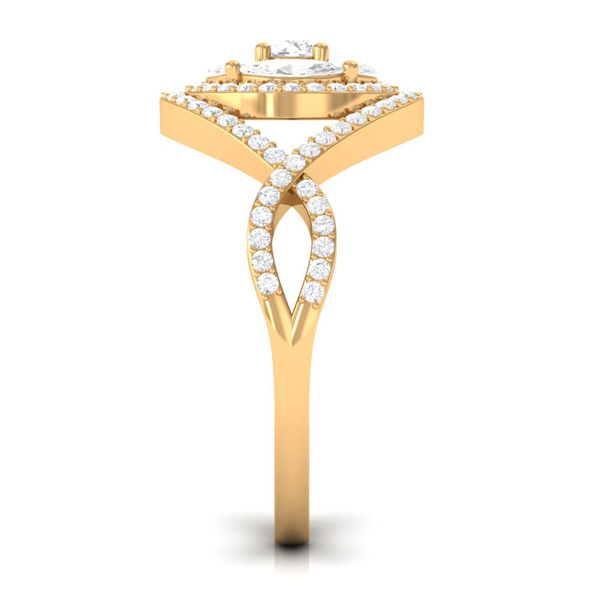 Rosec Jewels Criss Cross Zircon Cluster Engagement Ring with sparkling zircon stones and intricate band design.
