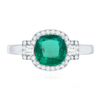 Cushion Cut 2 Carat Lab Grown Emerald Diamond Statement Engagement Ring