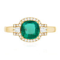 Cushion Cut 2 Carat Lab Grown Emerald Diamond Statement Engagement Ring