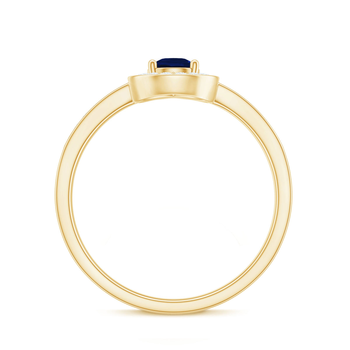 Genuine 0.5 carat blue sapphire and diamond pear halo engagement ring by Rosec Jewels, featuring a stunning gemstone centerpiece.