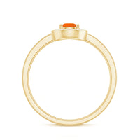 Rosec Jewels classic fire opal engagement ring with diamond halo, featuring a vibrant orange gemstone and sparkling surrounding diamonds.