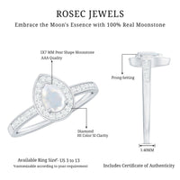 Rosec Jewels 1.25 CT moonstone and diamond halo engagement ring with intricate setting and elegant design.