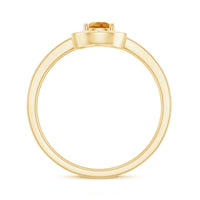 Natural 5x7mm pear-shaped citrine engagement ring with diamond halo, featuring rose gold band from Rosec Jewels.