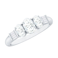 Oval Moissanite Three Stone Anniversary Ring for Women