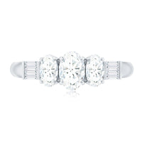 Oval Moissanite Three Stone Anniversary Ring for Women