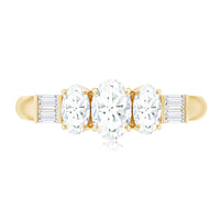 Oval Moissanite Three Stone Anniversary Ring for Women