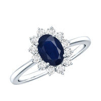 Natural 1 Carat Blue Sapphire Princess Diana Inspired Engagement Ring with Diamonds