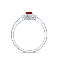 Natural 0.6 Carat Oval Ruby Engagement Ring with Diamond Halo