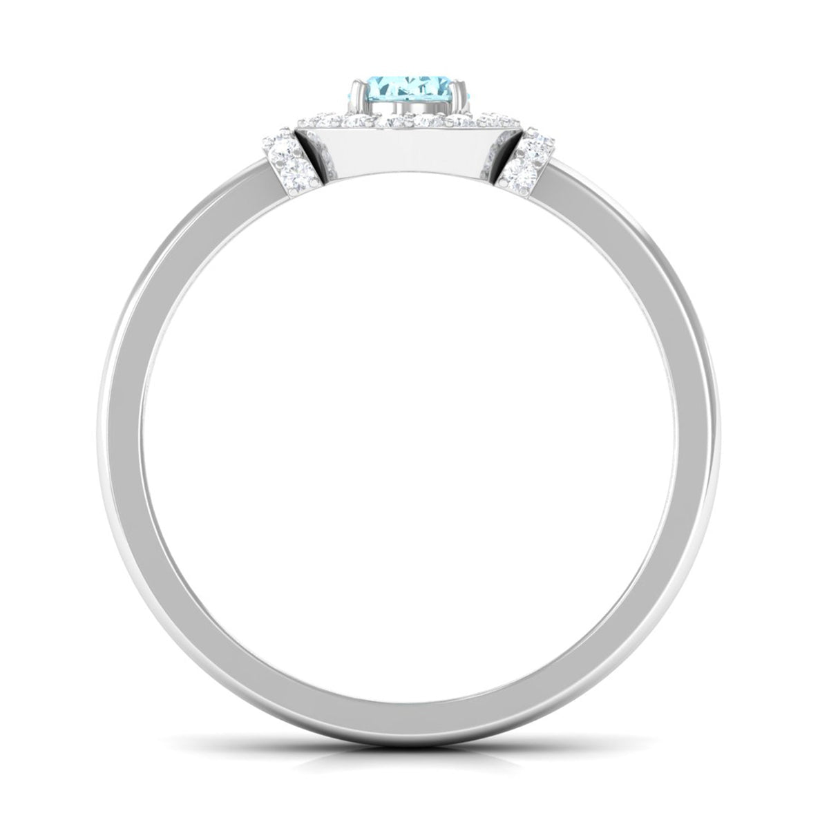 Rosec Jewels 0.50 CT aquamarine halo engagement ring with diamond, showcasing a central aquamarine stone surrounded by a diamond halo.