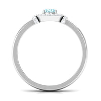 Rosec Jewels 0.50 CT aquamarine halo engagement ring with diamond, showcasing a central aquamarine stone surrounded by a diamond halo.