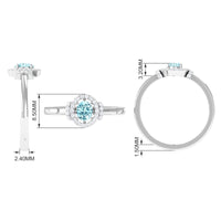 Rosec Jewels 0.50 CT aquamarine halo engagement ring with diamond accents, featuring a central aquamarine gemstone and intricate band design.