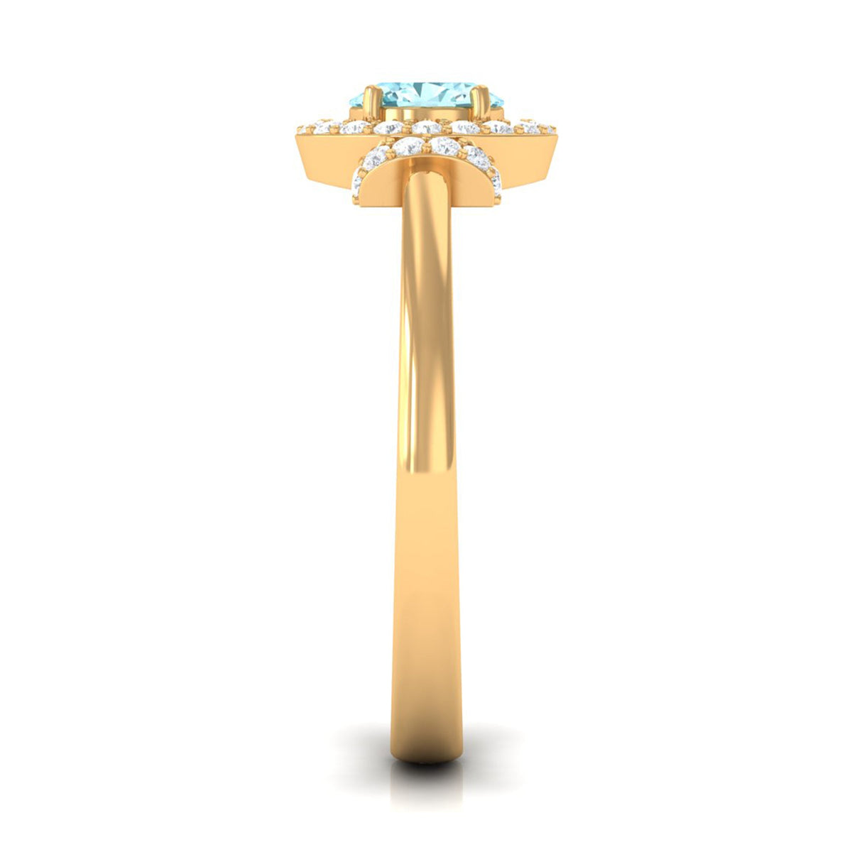 Rosec Jewels 0.50 CT aquamarine halo engagement ring with diamond accents, featuring a sparkling aquamarine gemstone and elegant band.
