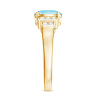 Rosec Jewels 6x8mm aquamarine engagement ring with diamond accent, showcasing a stunning gemstone and elegant design.