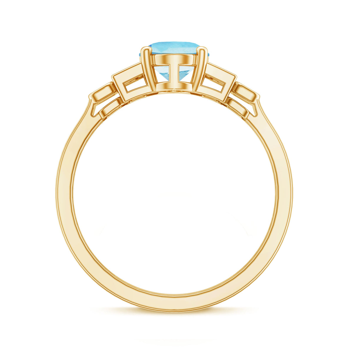 Real 6x8mm aquamarine engagement ring with diamond accents, showcasing a elegant jewelry piece by Rosec Jewels.