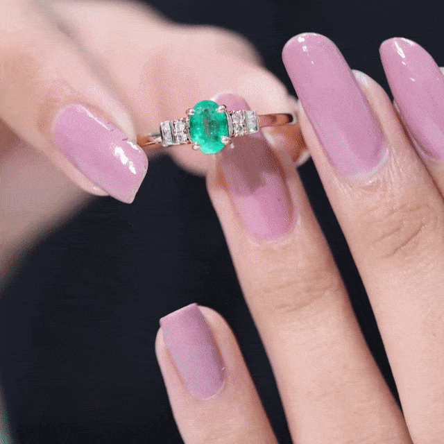 Natural emerald and diamond engagement ring for her featuring yellow gold band by Rosec Jewels, showcasing intricate gemstone setting.