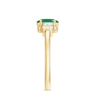 Natural emerald and diamond engagement ring for women featuring a stunning green emerald centerpiece and sparkling diamonds by Rosec Jewels.