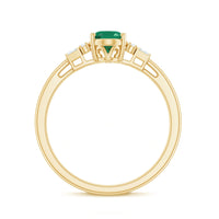 Natural emerald and diamond engagement ring for her, featuring a sparkling green emerald with diamond accents, by Rosec Jewels.