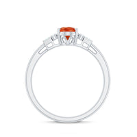 Rosec Jewels 3/4 CT natural oval cut fire opal engagement ring with diamond accent, showcasing the elegant ring design.