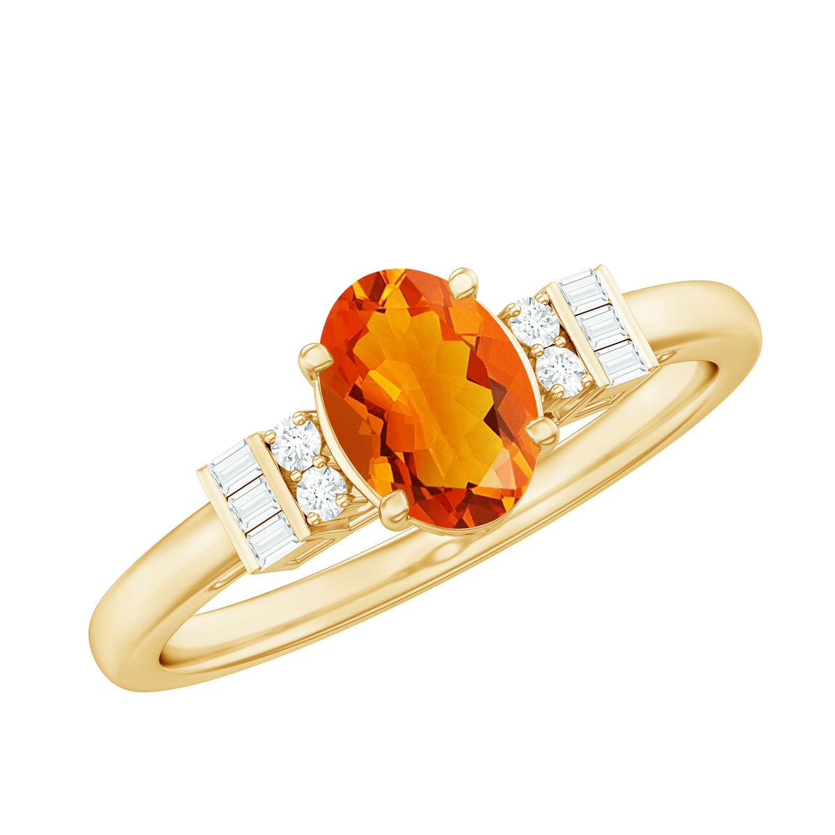 Natural oval cut fire opal engagement ring with diamond accents, featuring 3/4 carats, by Rosec Jewels.