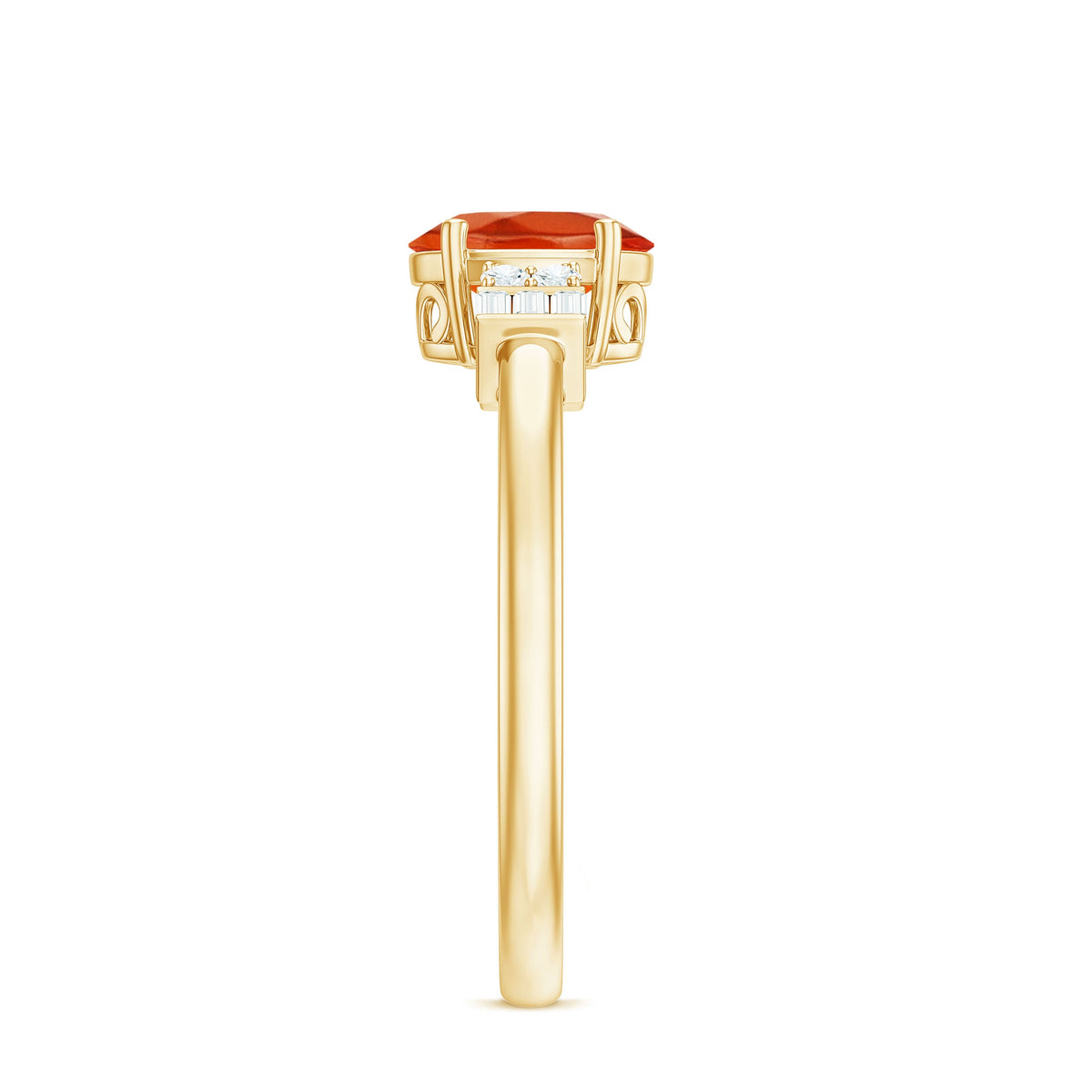 Natural oval cut fire opal engagement ring with diamonds, 3/4 CT, from Rosec Jewels, showcasing the elegant ring design.