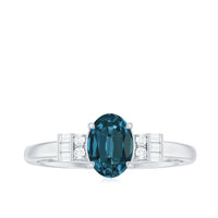 Oval Shaped London Blue Topaz Engagement Ring with Certificate