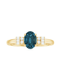 Oval Shaped London Blue Topaz Engagement Ring with Certificate