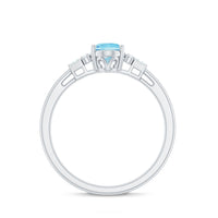 Oval Cut Aquamarine Classic Engagement Ring with Diamond