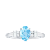 Oval Cut Aquamarine Classic Engagement Ring with Diamond