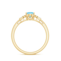 Oval Cut Aquamarine Classic Engagement Ring with Diamond
