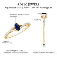 Natural 0.6 carat blue sapphire engagement ring with diamond split shank by Rosec Jewels, featuring a minimalist design.