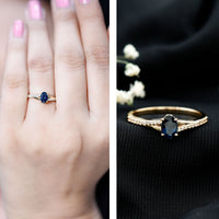 Natural 0.6 carat blue sapphire engagement ring with diamond split shank by Rosec Jewels, featuring a sleek and elegant design.