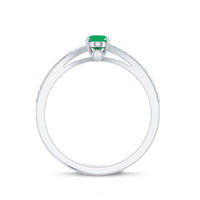 Natural Oval Emerald Promise Ring with Diamond Split Shank