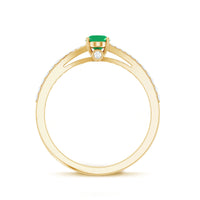Natural Oval Emerald Promise Ring with Diamond Split Shank