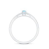 Natural Aquamarine Promise Ring with Diamond Split Shank