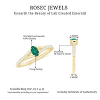 Oval Lab Grown Emerald Promise Ring with Diamond Split Shank