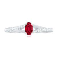 0.42 Carat Lab Grown Ruby and Diamond Solitaire Ring with Split Shank