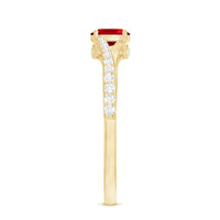 0.42 Carat Lab Grown Ruby and Diamond Solitaire Ring with Split Shank