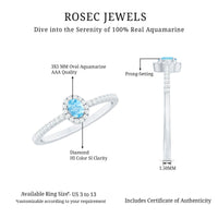 Natural Aquamarine Promise Ring with Diamond Halo