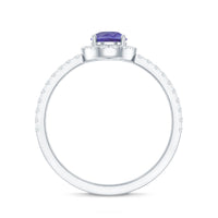 Real 0.84 Carat Tanzanite Teardrop Engagement Ring with Diamond Halo