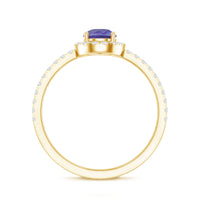 Real 0.84 Carat Tanzanite Teardrop Engagement Ring with Diamond Halo