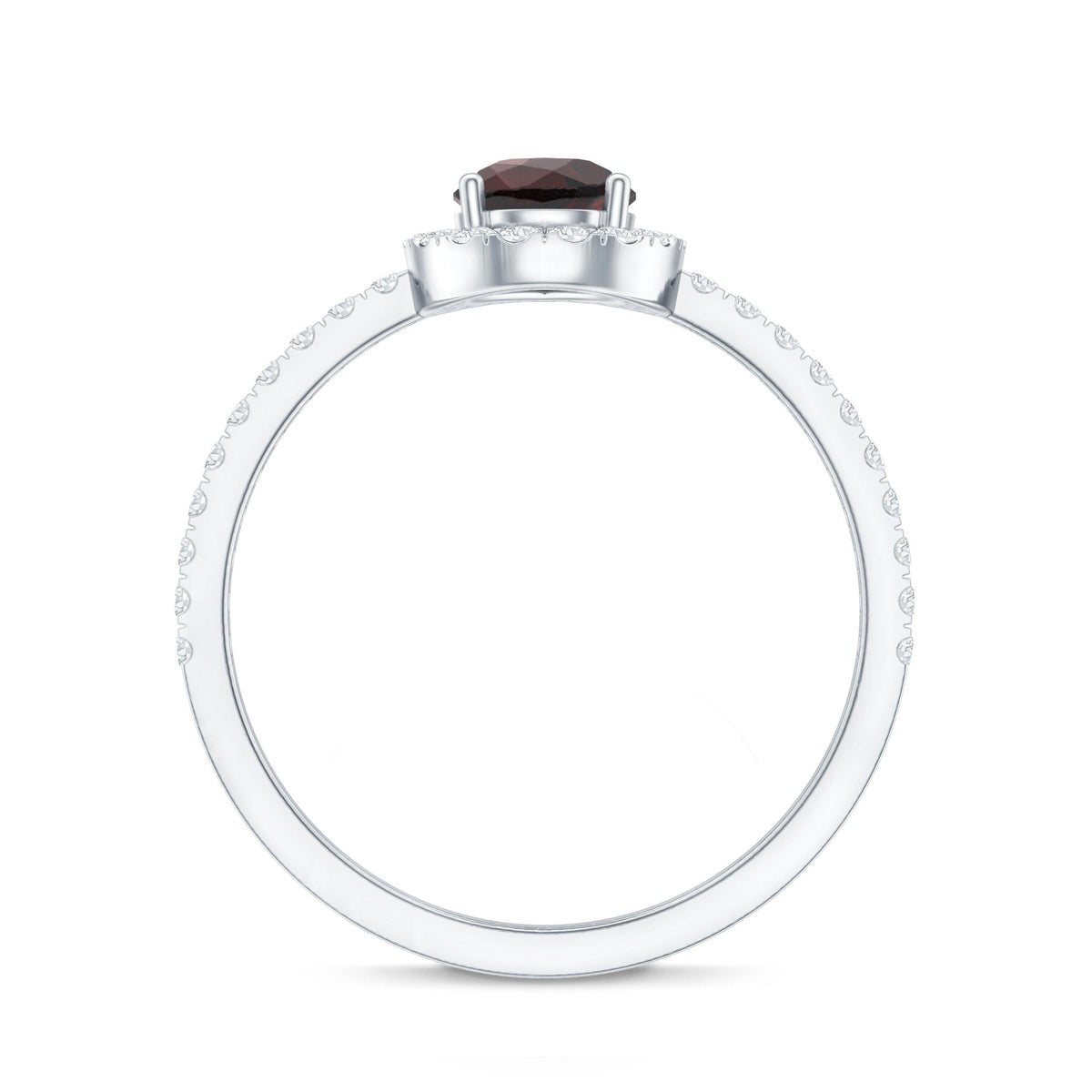 Natural 5X7mm Garnet Teardrop Engagement Ring with Diamond Halo