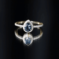 0.7 Carat Pear Shape London Blue Topaz Teardrop Engagement Ring with Moissanite Halo