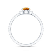 Classic Citrine Teardrop Engagement Ring with Diamond Halo