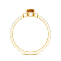 Classic Citrine Teardrop Engagement Ring with Diamond Halo