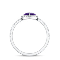 Natural Amethyst Teardrop Engagement Ring with Diamond Halo