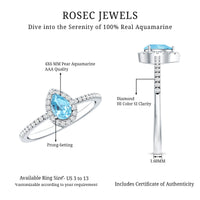 Natural Aquamarine Teardrop Engagement Ring with Diamond Halo