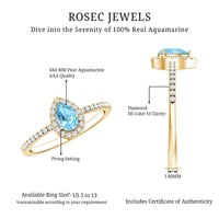 Natural Aquamarine Teardrop Engagement Ring with Diamond Halo