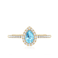 Natural Aquamarine Teardrop Engagement Ring with Diamond Halo