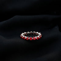Certified Lab Created Ruby Eternity Wedding Band for Women