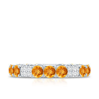 Natural Citrine Diamond Eternity Wedding Band
